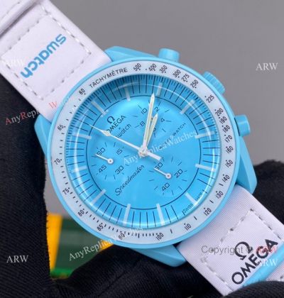 AAA Replica Swatch x Omega 'Uranus' Moonswatch Blue Bioceramic Swiss Quartz